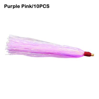 10PCS Colorful Rubber Trolling Skirt Fishing Bait Flash Line Portable Tuna Lure Artificial Bait Rig Fishing Hooks Fishing Tackle