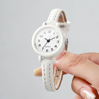 Minimalist Ultra-thin Ladies Quartz Watch Small Arabic Dial Fashion Leather Strap Wristwatch Relogio Feminino（Without Box）