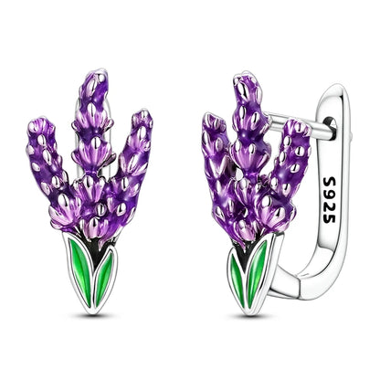 Original 925 Sterling Silver Hoop Earrings Women's Fashion Jewelry Butterfly Iris Lily of the Valley Tulip Flower Luxury Earring