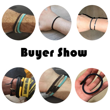 Minimalist Elegance Rope Bracelet Men Grade A 4mm Thread Braslet Homme Stainless Steel Buckle Pulseiras Masculina Armband Herren