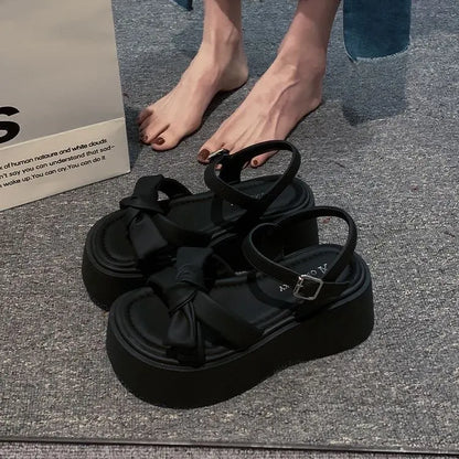Women Summer Platform Sandals New Open Toe Chunky High Heel Ladies Shoes Casual Flat Bottom Black Heeled Sandalias Femininas