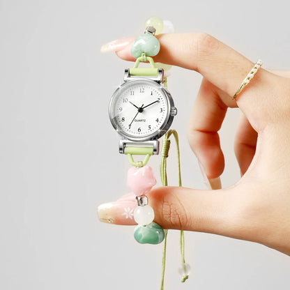 Fashion Arabic Dial Women Quartz Watch Sweet Star Beads Bracelet Strap Ladies Dress Wristwatches Relogio Feminino (Without Box)