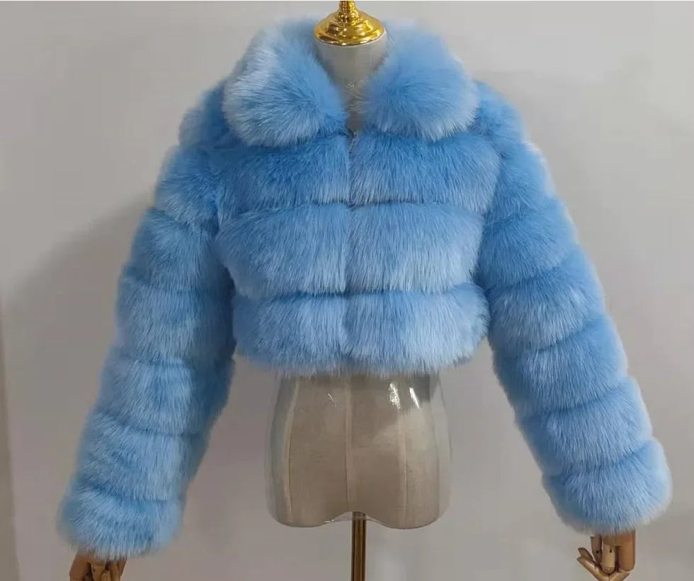 2024 Women's Faux Fur Coat Winter Women Short Warm Thick Faux Fox Fur Coat Vests Raccoon Fake Fur Coat Office Lady Warm Jacket