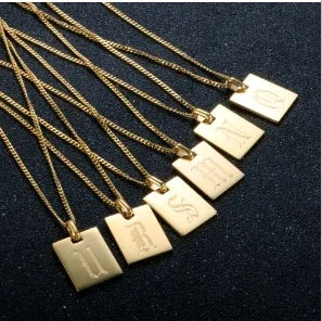 Murano Joias 26 Letters Stainless Steel Engraved Initial Old English Necklaces Custom Link