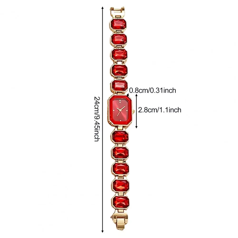 Ladies Bracelet Quartz Watch Sparkling Rhinestone Rectangular Dial Watch Faux Diamond Bracelet Wristwatch For Jewelry Timepiece