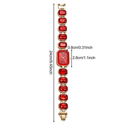 Ladies Bracelet Quartz Watch Sparkling Rhinestone Rectangular Dial Watch Faux Diamond Bracelet Wristwatch For Jewelry Timepiece