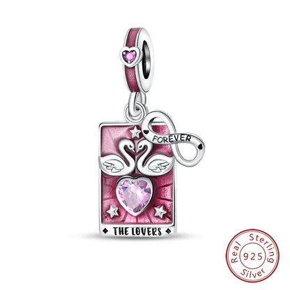 NEW 925 Sterling Silver Fashion Tarot Pendants Mysterious Spirit Snake Skull Rose Charms Beads Fit Qikaola Bracelets DIY Jewelry