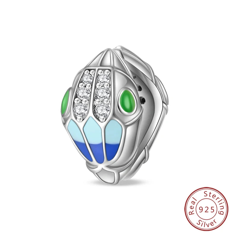 NEW 925 Sterling Silver Fashion Tarot Pendants Mysterious Spirit Snake Skull Rose Charms Beads Fit Qikaola Bracelets DIY Jewelry