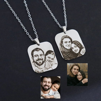 10*20mm Custom Engraved Photo Pendant Necklace For Man Woman Stainless Steel Personalized Image Portrait Couples Necklace Gift