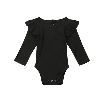 ma&baby 0-24M Spring Fall Newborn Baby Girls Romper Infant Knit Ruffle Jumpsuit Soft Long Sleeve Solid Color  Clothing
