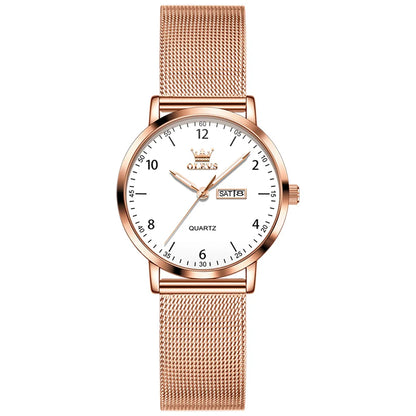 OLEVS Women's Watches for Ladies Female Wrist Watch Leather Band Waterproof Thin Minimalist Casual Simple Dress Analog Quartz