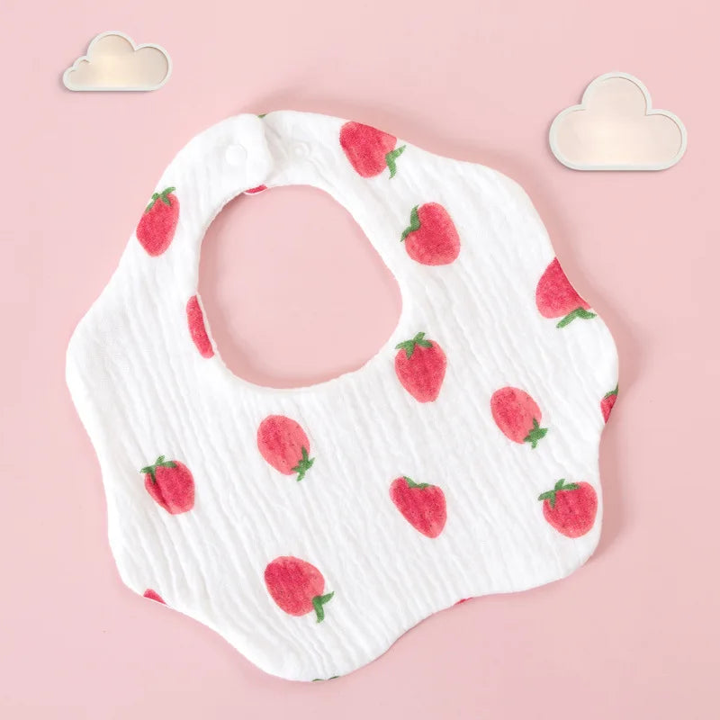 Baby Gauze Bibs Pure Cotton Class A Saliva Towel Milk Spilt Prevent Grass and Wood Dyed 360 Degrees Newborn Bib