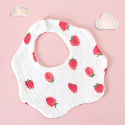 Baby Gauze Bibs Pure Cotton Class A Saliva Towel Milk Spilt Prevent Grass and Wood Dyed 360 Degrees Newborn Bib