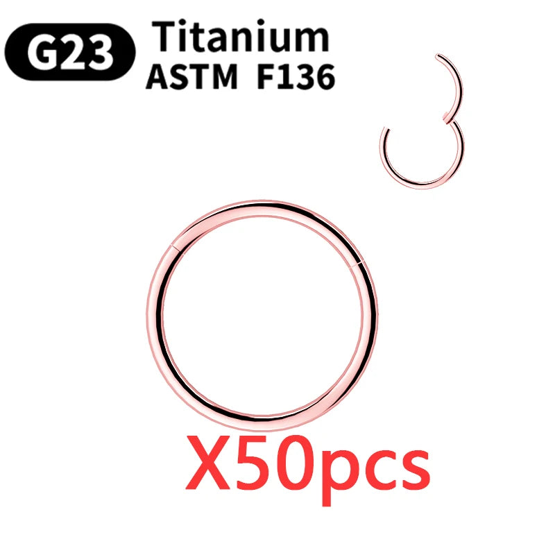 10/50Pcs Wholesale Hoop Earring G23 Titanium Nose Ring For Women Piercing Jewelry Lip Ear Ring Hoop Mixed Color Body Clips Hinge