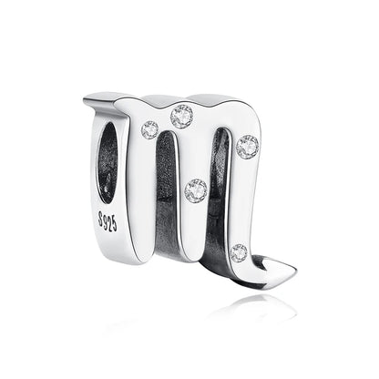 Original 925 Sterling Silver Charms Beads 12 Zodiac A-Z Letters Virgo Aries Fit Brand Bracelets Necklaces Jewelry For Women