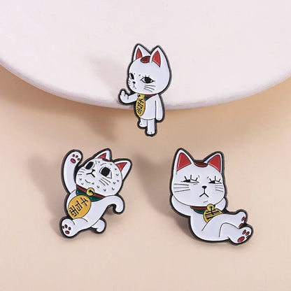 Funny Middle Finger Cat Enamel Pins - Turbo Granny Spying Cartoon Anime Characters Brooches Lapel Badge for Humorous Gifts
