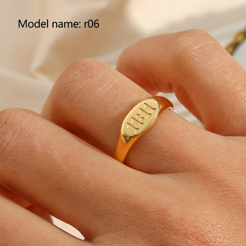 2026 Simple Stainless Steel Rings For Women Gold Color Smooth Geometric Open Rings Arc Rings Diamonds Jewellery Ring Gift
