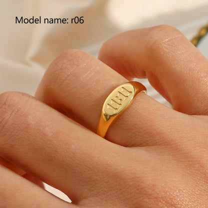 2026 Simple Stainless Steel Rings For Women Gold Color Smooth Geometric Open Rings Arc Rings Diamonds Jewellery Ring Gift