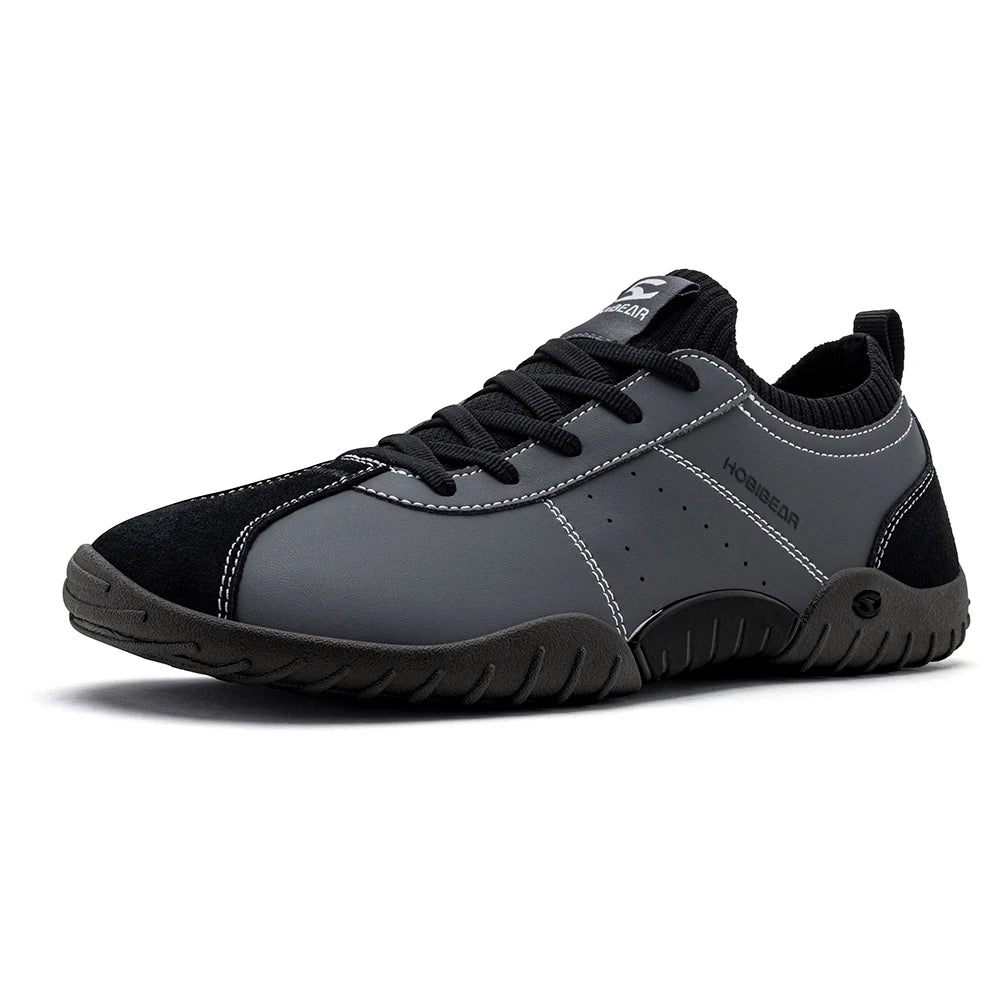 HOBIBEAR Wide Toe Box Sneakers for Men Women Minimalist Artificial Leather Walking Shoes Lightweight Lace Up Casual Sneakers