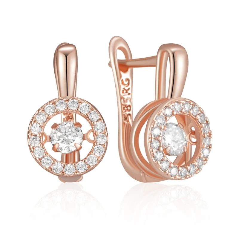 Kienl Hot 585 Rose Gold Color English Earrings for Women Fashion Swaying Natural Zircon Accessories High Quality Daily Jewelry
