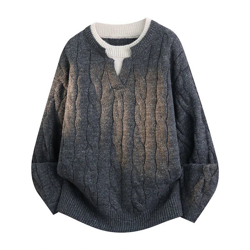 Personalized Mens Classic Comfortable Knitted Sweater Autumn Winter New Warm Long Sleeve Sweater top