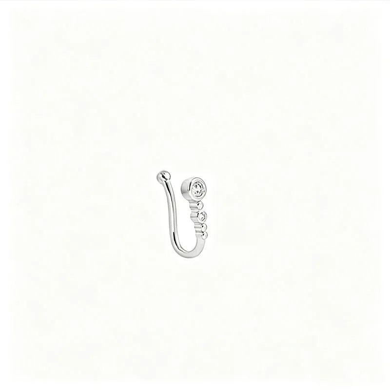 1Pc Chic U-Shape Fake Nose Clip, Minimalist Hip Hop Non-Piercing Nose Ring Inlaid Sparkly Cubic Zirconia For Women