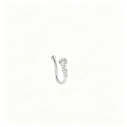 1Pc Chic U-Shape Fake Nose Clip, Minimalist Hip Hop Non-Piercing Nose Ring Inlaid Sparkly Cubic Zirconia For Women