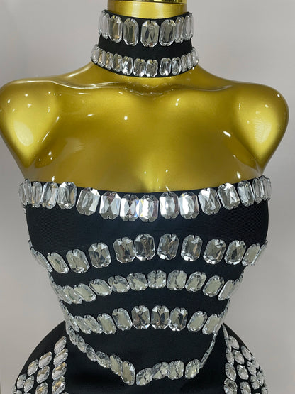 Women 2025 Sparkly Rhinestones Bodycon Strapless Mini Bandage Dress Backless Fashion Evening Party Club Luxury Birthday Dresses