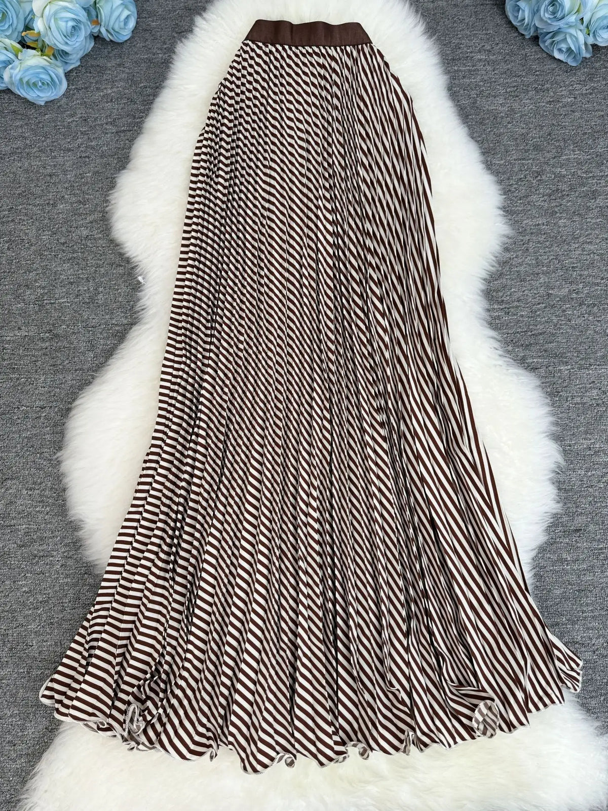 Polka Dot Print High Elegant A-line Pleated Long Skirt For Women 2025 Spring autumn Office Lady Casual Leopard Skirts