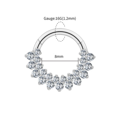 Right Grand ASTM F136 Titanium CZ Hinged Clicker Segment Hoop Ring 16G Daith Helix Cartilage Earring Septum Piercing Jewelry