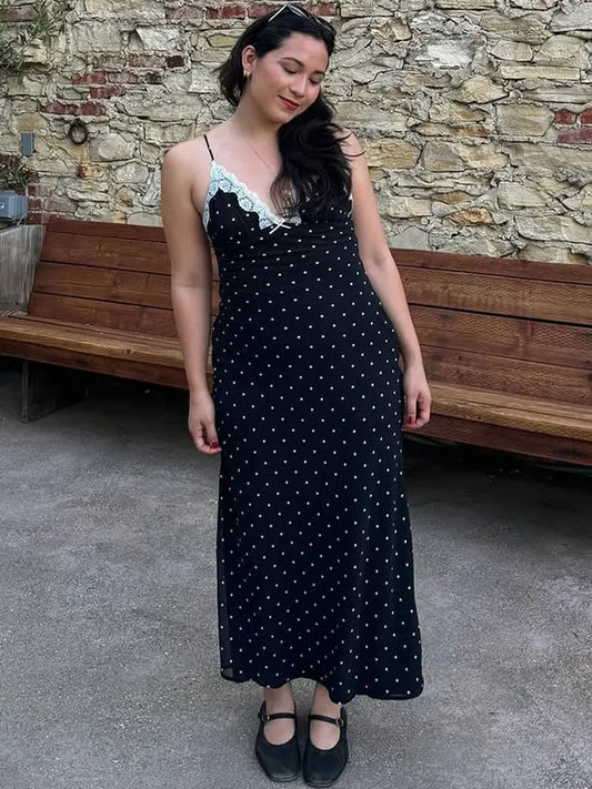 Women's Lace-Trim Strappy Maxi Dress
