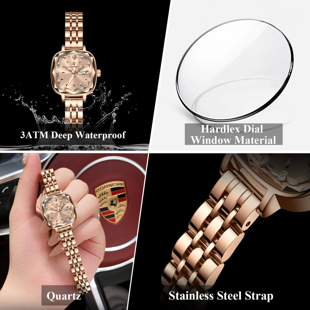 POEDAGAR Luxury Women's Watches Waterproof Week Date Elegant Ladies Wristwatch Stainless Steel Quartz Fashion Women Watch Reloj