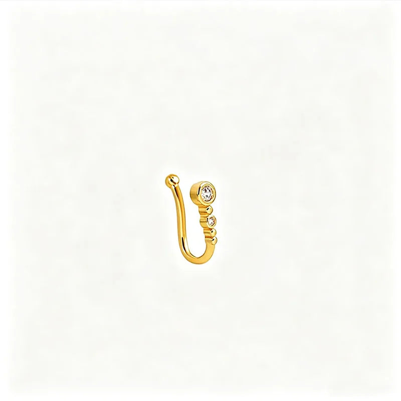 1Pc Chic U-Shape Fake Nose Clip, Minimalist Hip Hop Non-Piercing Nose Ring Inlaid Sparkly Cubic Zirconia For Women