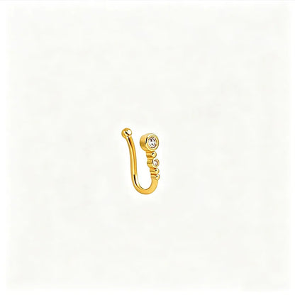 1Pc Chic U-Shape Fake Nose Clip, Minimalist Hip Hop Non-Piercing Nose Ring Inlaid Sparkly Cubic Zirconia For Women