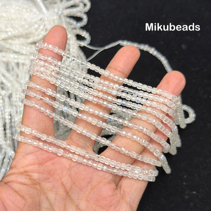 Wholesale Natural 3*3mm A+ Moonstone Faceted Cube Loose Beads For Making Jewelry DIY Stone Necklace Strand Mikubeads