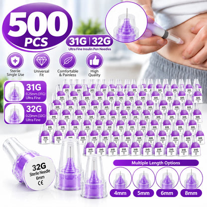 Disposable Insulin Pen Needles 4/5/6/8mm 31G 32G Universal for Insulin Injection Pens Sterile Single Use Fine Needle Accessories