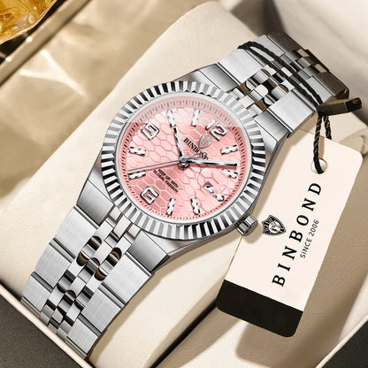 BINBOND Luxury Quartz Wristwatches For Women Luminous Waterproof Auto Date Women's Watches Ladies Fashion Casual Reloj Best Gift