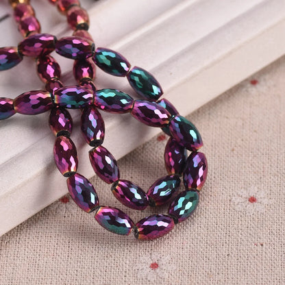 10pcs 12x8mm Oval Cylinder Faceted Cut Crystal Glass Loose Crafts Beads for Jewelry Making DIY