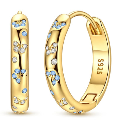 Original 925 Sterling Silver Hoop Earrings Women's Fashion Jewelry Butterfly Iris Lily of the Valley Tulip Flower Luxury Earring