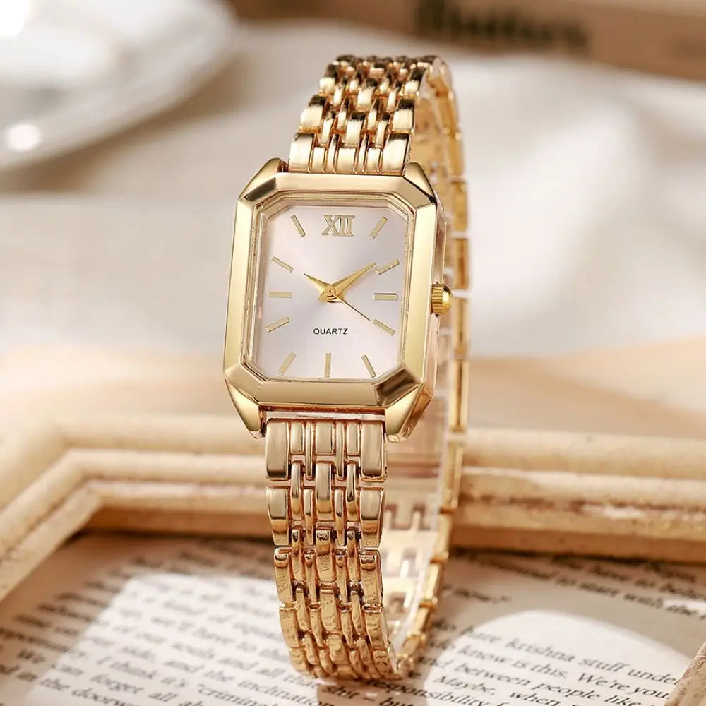 Fashion Stainless Steel Quartz Watches Folding buckle Square Women Wristwatch Business Luxury Gift Strap Watch Student