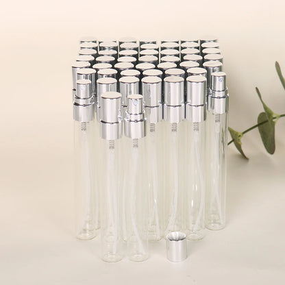 50pcs 10ml Multi-color Anodized Nozzle Perfume Bottle, Portable Travel Fine Atomized Glass Empty Bottle, Mini Perfume Container