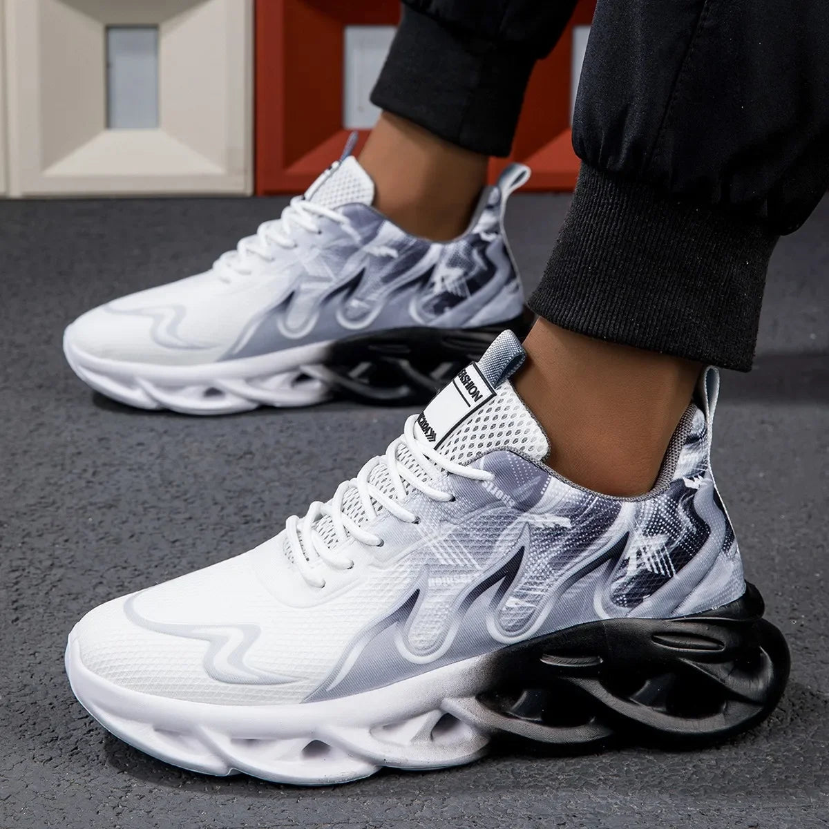 ELUVA Unisex Running Shoes Women Men Lightweight Mesh Breathable Comfortable Flat Soft Tennis Shoe Non Slip Lace-up Sneakers Man