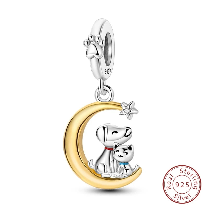 Hot Sales 925 Sterling Silver Golden Series Charms Leopard Little Bear Starfish Bow Bead Fit Original Bracelet DIY Women Jewelry