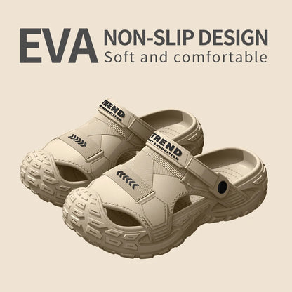 EVA Sandals for Men in Summer, Thick Soft Soled for Outdoor Wear, Beach Shoes for Casual Sports, and Perforated Shoes