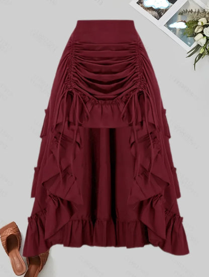 Solid Color Ruffled Skirt