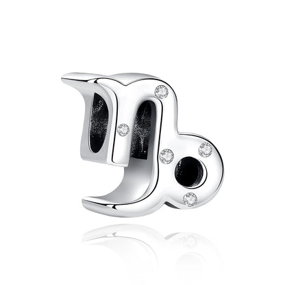 Original 925 Sterling Silver Charms Beads 12 Zodiac A-Z Letters Virgo Aries Fit Brand Bracelets Necklaces Jewelry For Women