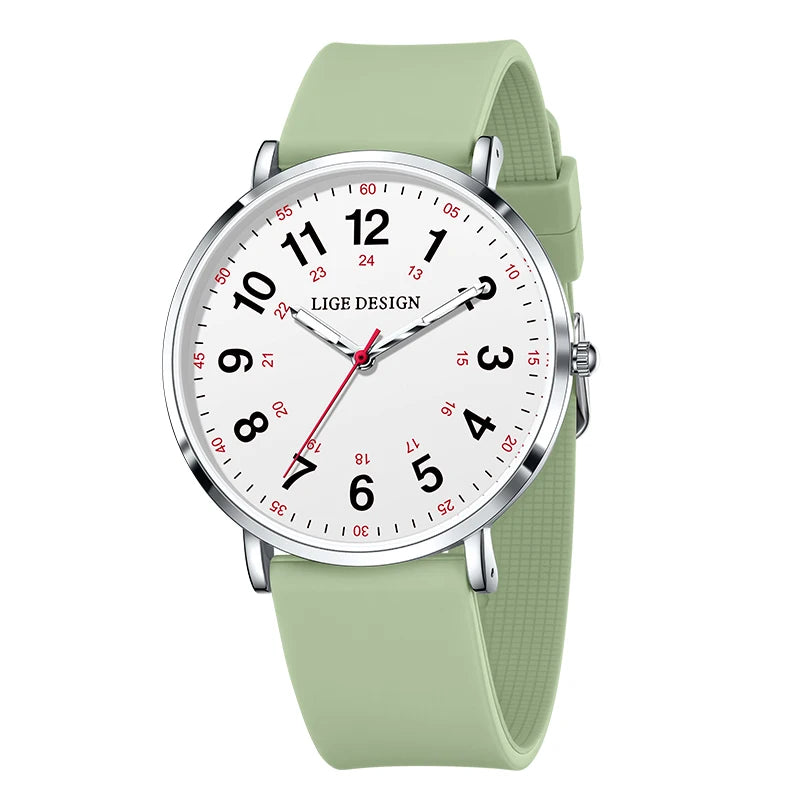 LIGE Simple Women's Wristwatch Fashion Elegant Ladies Watches Silicone Original Quartz Waterproof Watches for Woman Reloj Hombre