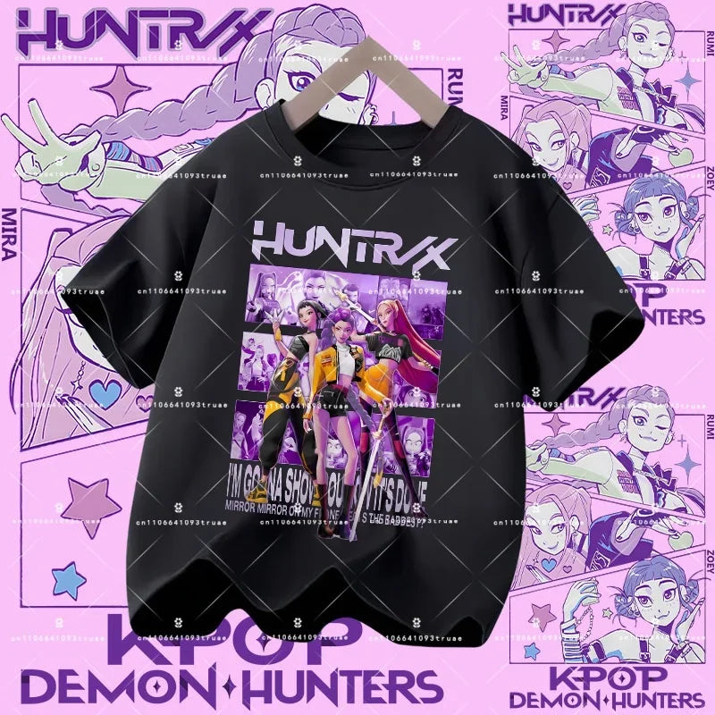 Kpop Demon Hunters Parent Child Halloween Kpop Demon Hunters TShirt Harajuku Casual Fashion Cotton Kid's Tshirt Cosplay Clothing