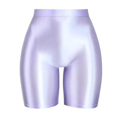 Women Cropped Pants Oily Shiny Luster Tights Form-fitting Opaque Sexy High Waist Capris Smooth Super Smoothy Skinny Leggings