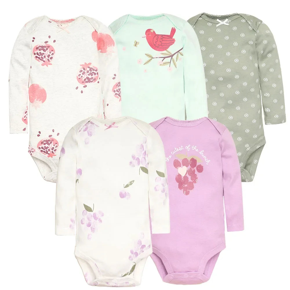 2026 New Baby Bodysuit 5PCS/Lot Infantil Jumpsuit Boy Girls Clothes Long Sleeve 100% Newborn Body Bebe Clothing Kids Costume